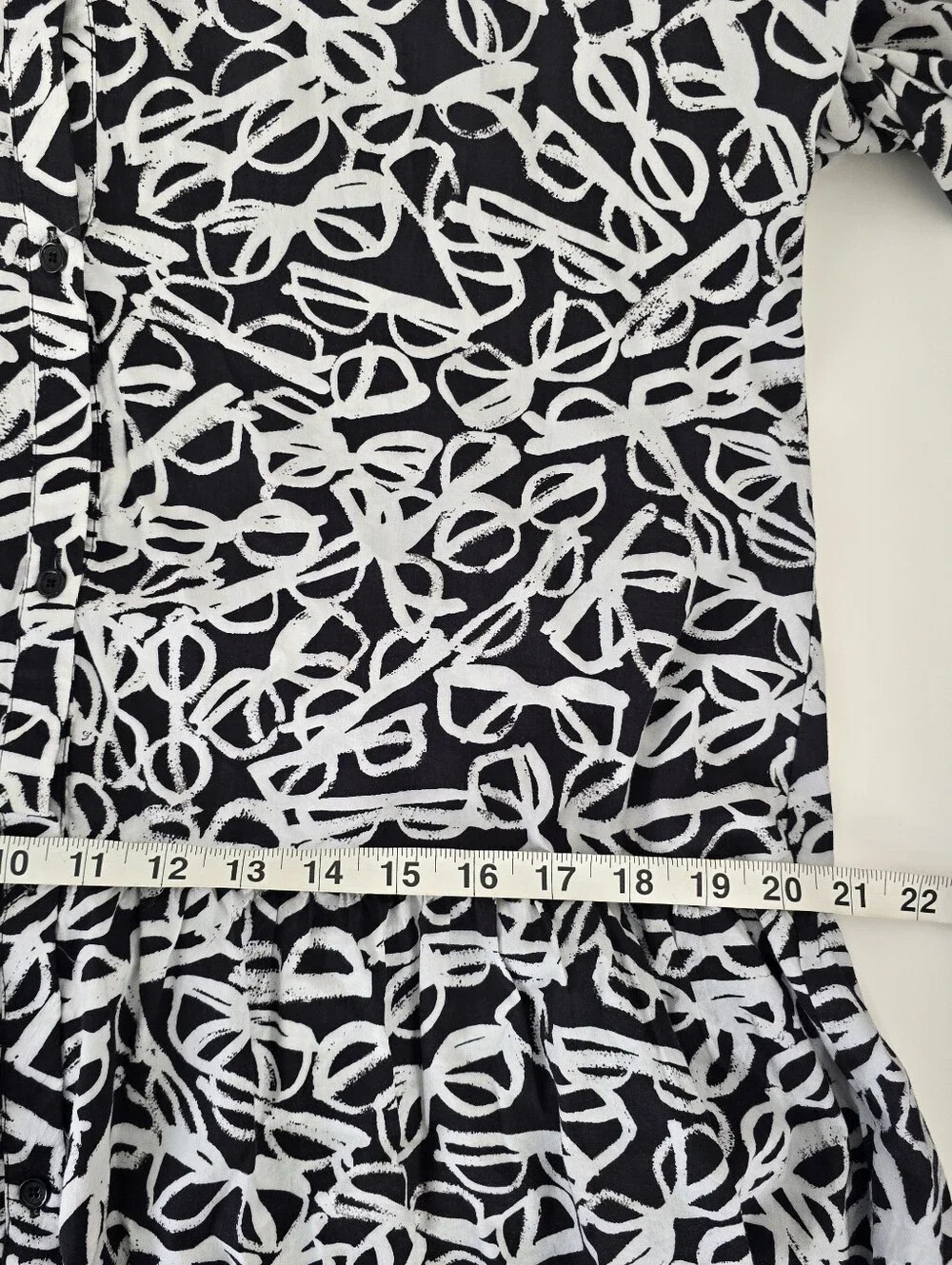 Kate Spade New York Glasses Print Long Sleeve Sleepshirt Dress M Button Front